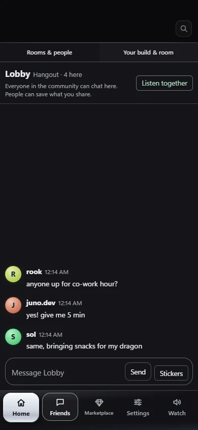 The Lobby on the phone app, with three messages.
